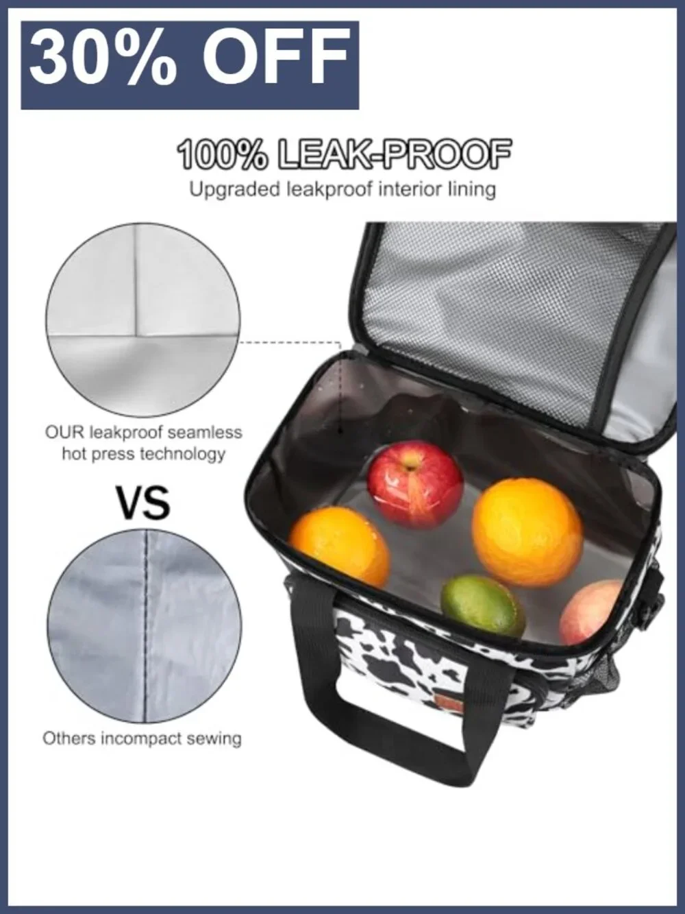Insulated Leakproof Lunch Bag Oxford Fabric Large Tote